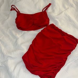 Red two piece dress